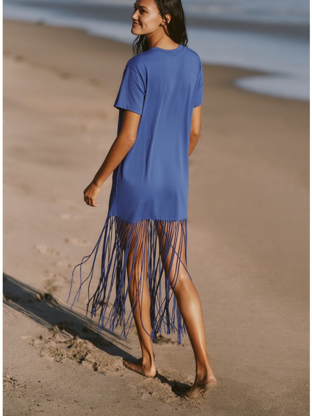 New FARM Rio x Anthropologie Fringe Tshirt Mini Dress - Picture 2 of 3